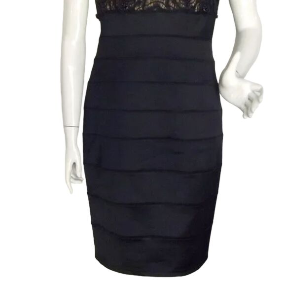 TADASHI Dress, 12, Blue/Tan lace, Bandage Skirt, Scoop neck, Cap sleeves - Picture 10 of 14